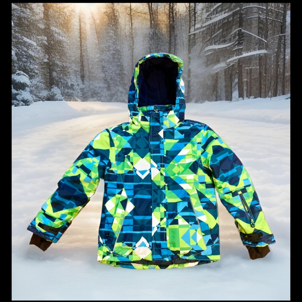 Phibee kids outdoor blue/green/white ski snowboard jacket Size EU 146-152/US 14